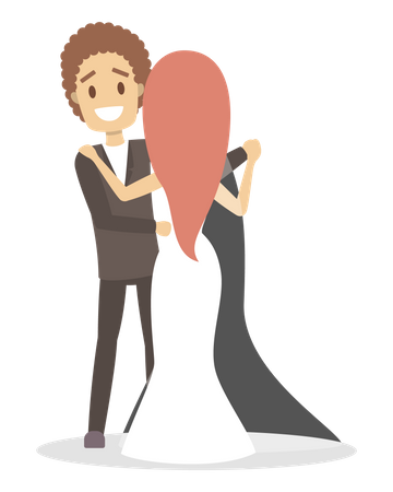 Wedding couple dancing together Illustration