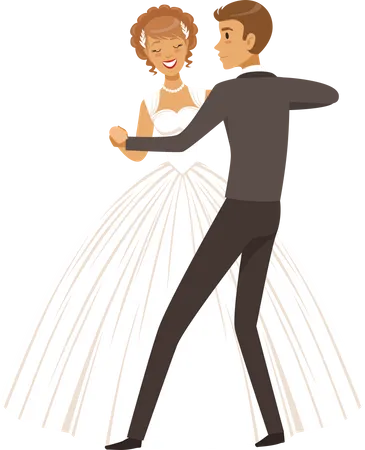 Wedding couple dancing together  Illustration