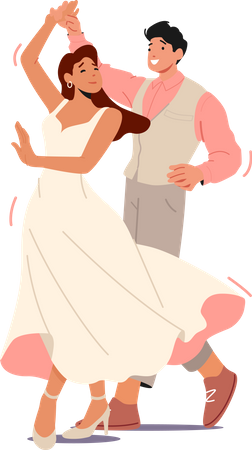 Wedding couple dancing together  Illustration