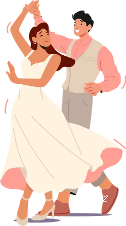 Wedding couple dancing together  Illustration