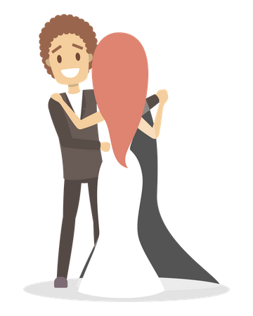 Wedding couple dancing together  Illustration