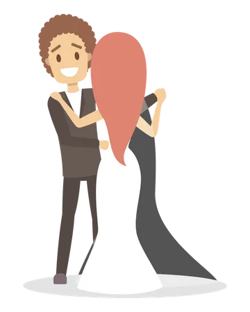 Wedding couple dancing together  Illustration