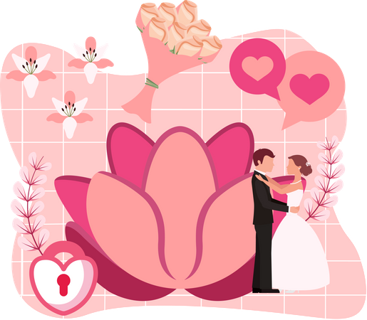 Wedding couple dancing together  Illustration