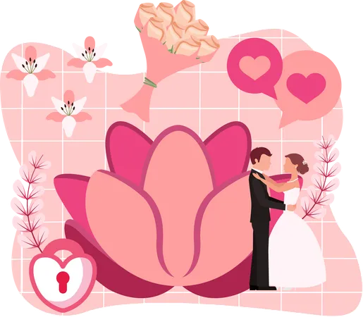 Wedding couple dancing together  Illustration