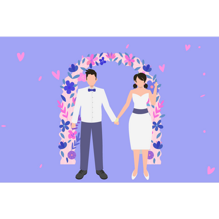 Wedding couple holding hands Illustration