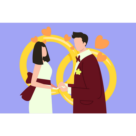 Wedding couple holding hands  Illustration