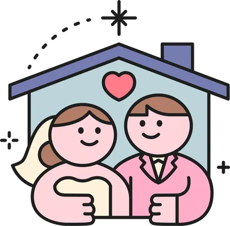 Wedding Couple House  Illustration