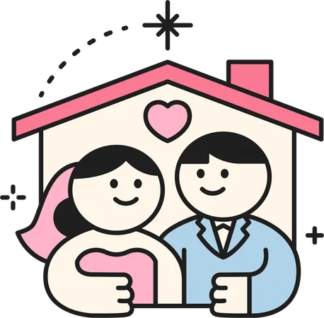 Wedding Couple House  Illustration