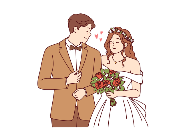 Wedding couple is newly wed  Illustration
