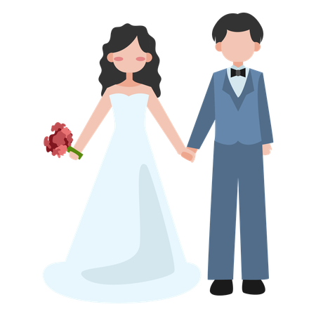 Wedding couple posing  Illustration