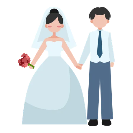 Wedding couple posing  Illustration