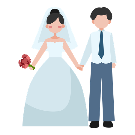 Wedding couple posing  Illustration