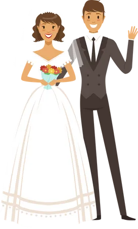 Wedding couple stand together  Illustration