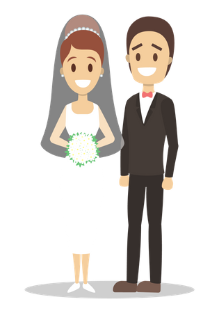 Wedding couple stand together Illustration