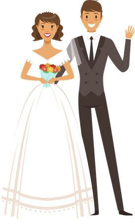 Wedding couple stand together  Illustration