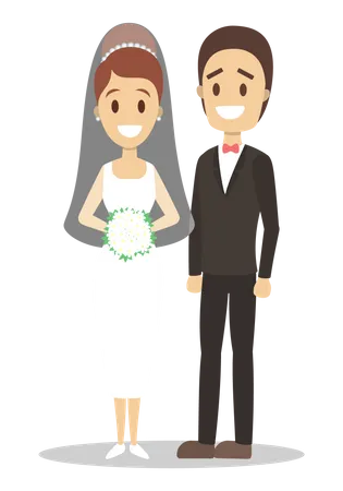 Wedding couple stand together  Illustration