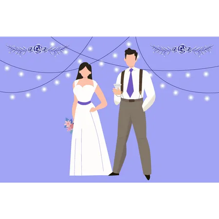 Wedding couple standing  Illustration