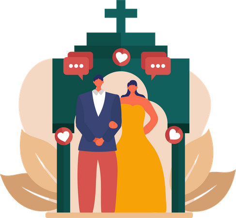 Wedding couple standing together Illustration