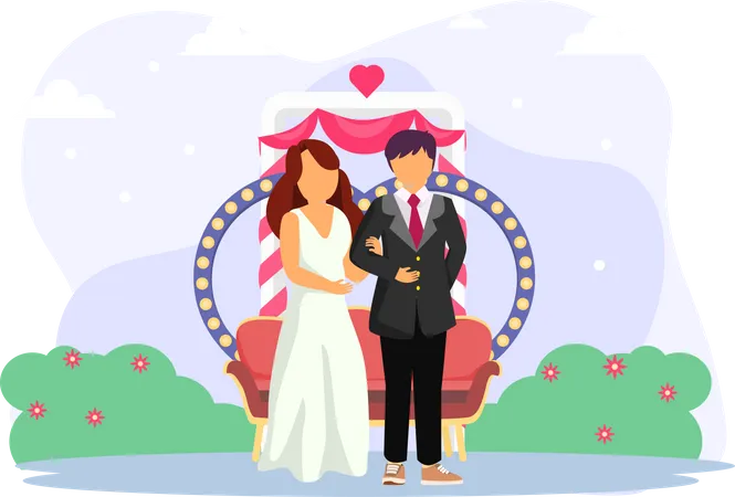 Wedding Couple Standing Together  Illustration