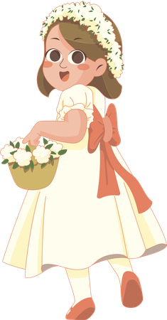 Wedding Flower Girl back  Illustration