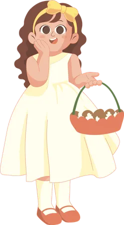 Wedding Flower Girl bring box flowers  Illustration