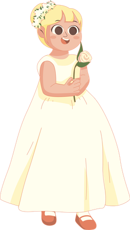 Wedding Flower Girl carrying a flower  Illustration