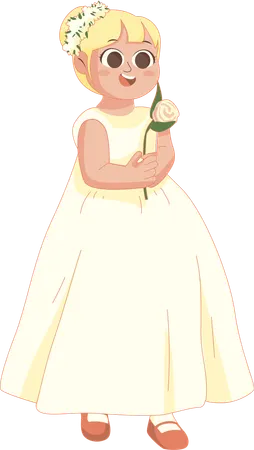 Wedding Flower Girl carrying a flower  Illustration