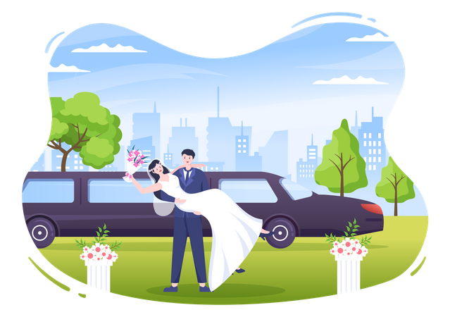 Wedding Limousine Car  Illustration