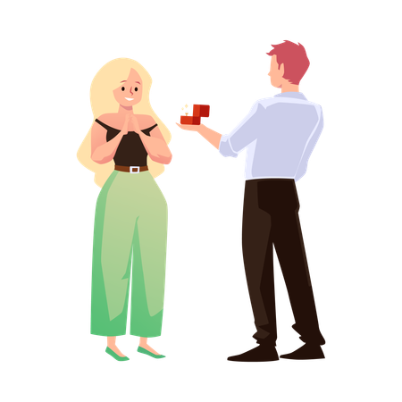 Wedding marriage proposal with male and female  Illustration