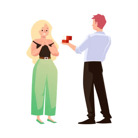 Wedding marriage proposal with male and female  Illustration