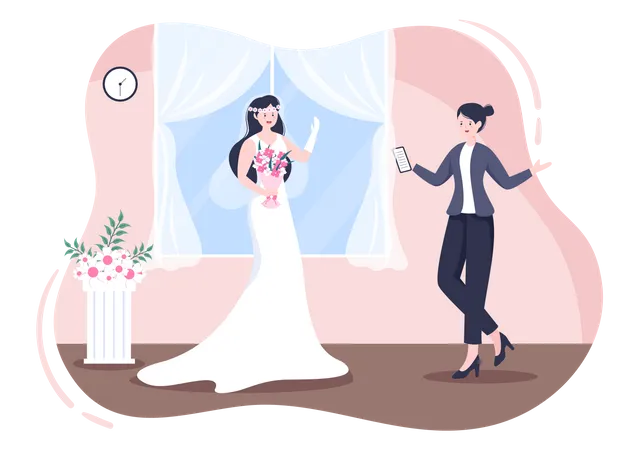 Wedding Organizer with bride Illustration