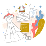 pakistani bride and groom illustration
