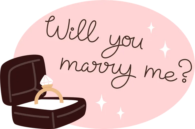 The Box With Ring For Wedding Day With Wedding Proposal Illustration