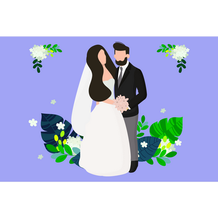 Weeding couple standing together  Illustration