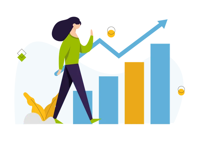 Frau präsentiert Wachstumsdiagramm  Illustration