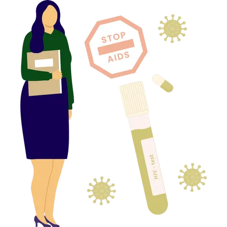 Weibchen zeigen Stop-Aids-Brett  Illustration