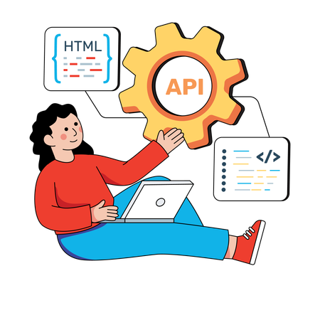 API-Entwicklerin arbeitet an Webseite  Illustration