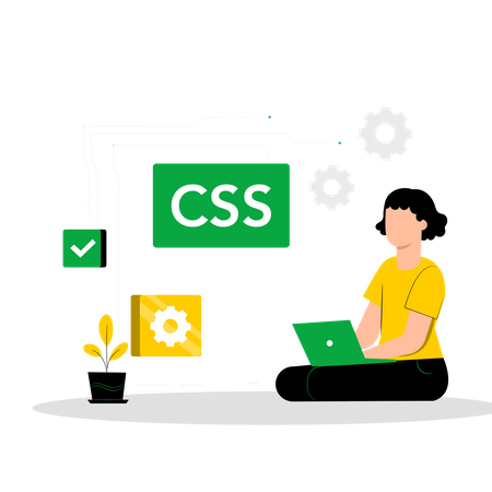 CSS-Entwicklerin, die an der Webentwicklung arbeitet  Illustration