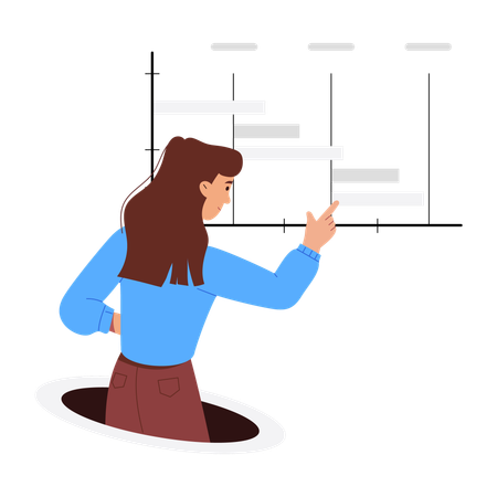 Datenanalystin arbeitet an Daten  Illustration