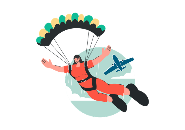 Weibliche Fallschirmspringerin  Illustration