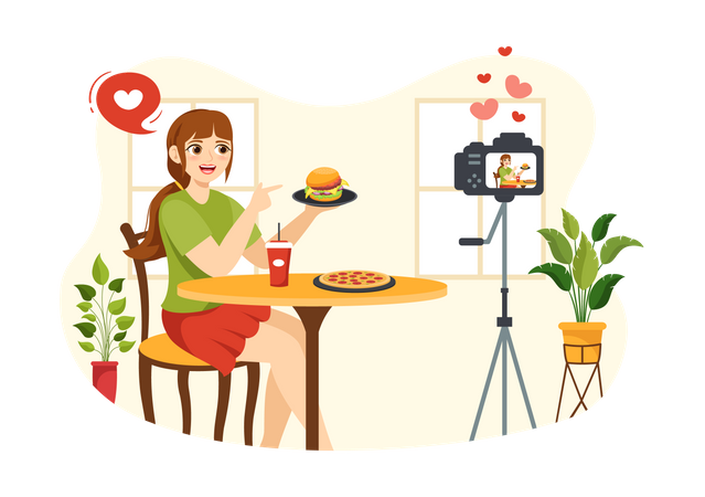 Weibliche Foodbloggerin  Illustration