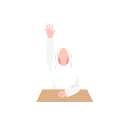 Hijab-Studentin hebt die Hand  Illustration