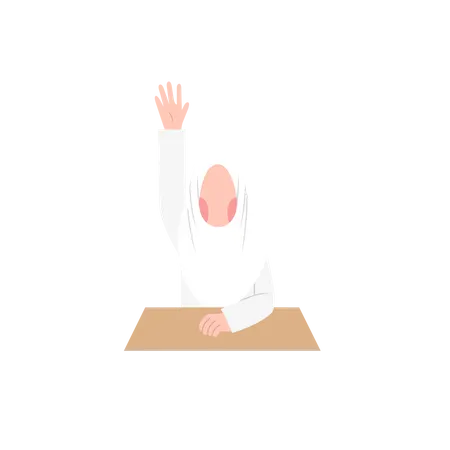 Hijab-Studentin hebt die Hand  Illustration