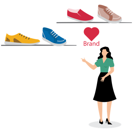 Markendesignerin, die für eine Schuhmarke arbeitet  Illustration