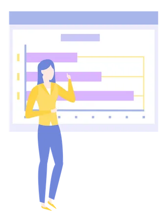 Mitarbeiterinnen präsentieren Datenanalyse  Illustration