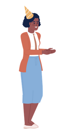 Weibliche Mitarbeiterin in Kegel Partyhut  Illustration