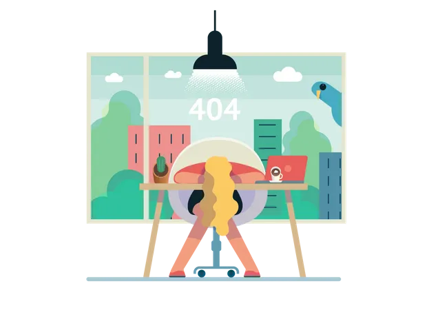 Mitarbeiterin mit 404-Fehler konfrontiert  Illustration