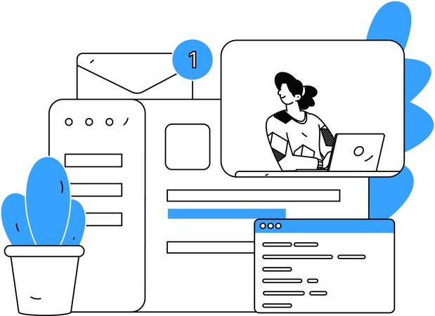 Mitarbeiterinnen bei Online-Meetings  Illustration