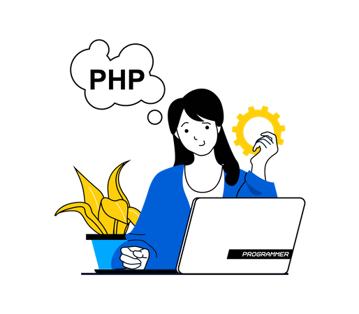 Weibliche PHP-Entwicklerin  Illustration