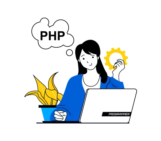 Weibliche PHP-Entwicklerin  Illustration